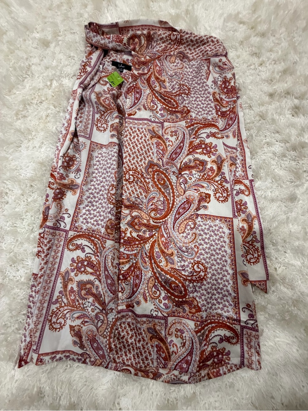 Lulu's Paisley Maxi Wrap Skirt in Rust and Cream